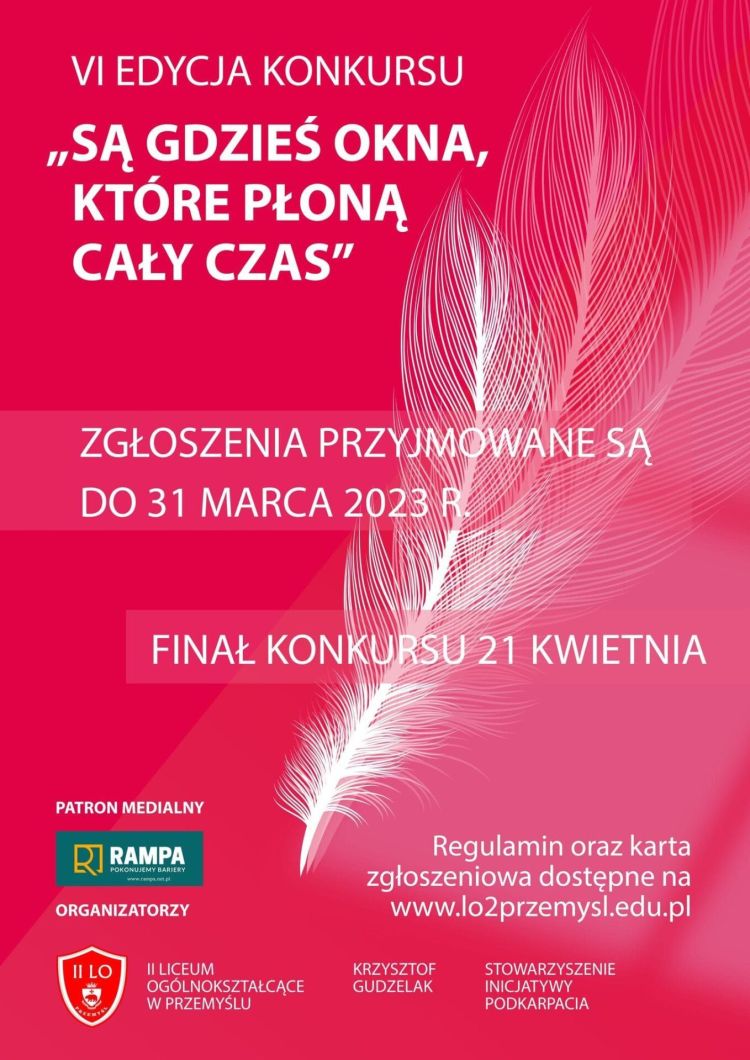 Trwa konkurs literacki „Są&nbsp;gdzieś okna, które płoną cały czas”