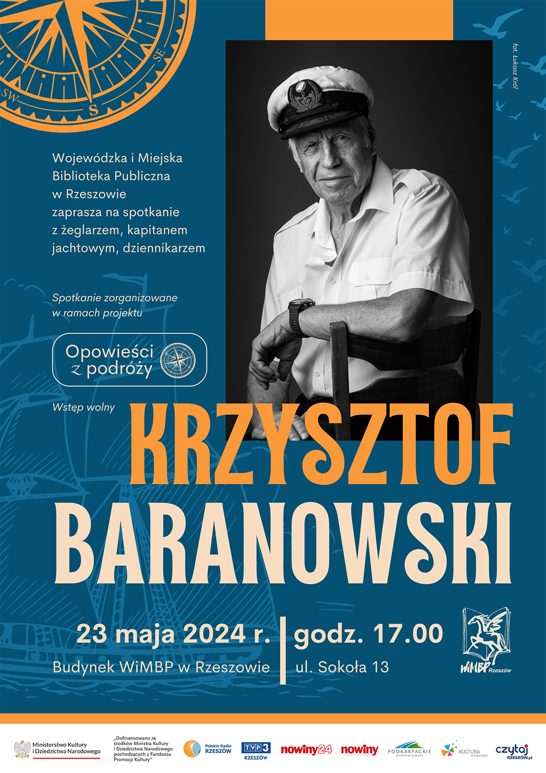 Grafika promujaca spotkanie z Krzysztofem Baranowskim