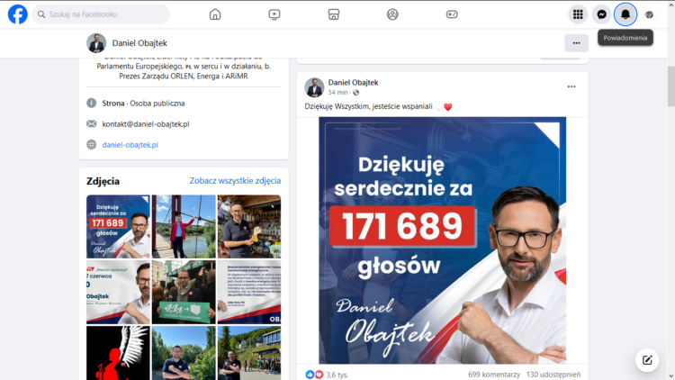 Daniel Obajtek dziękuje wyborcom na portalu społecznościowym