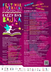 Grafika promujaca festiwal literacki Laczy nas bajka program wydarzenia