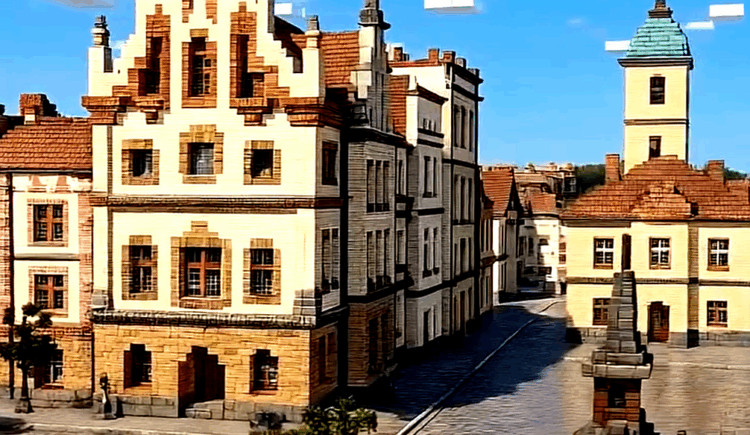 Rzeszów w wersji Minecraft. Miasto z drona w pikselowej odsłonie