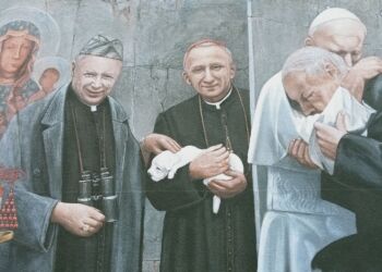 Łęki Górne: odsłonięcie muralu 3D przedstawiającego postać kardynała Stefana Wyszyńskiego