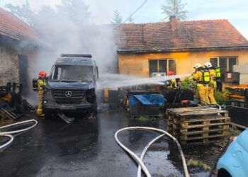 Pożar kampera w Wysokiej w powiecie łańcuckim