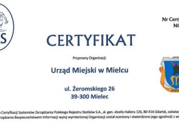 Urząd Miejski w Mielcu z prestiżowym certyfikatem ISO 27001 – mieszkańcy mogą być spokojni o dane osobowe
