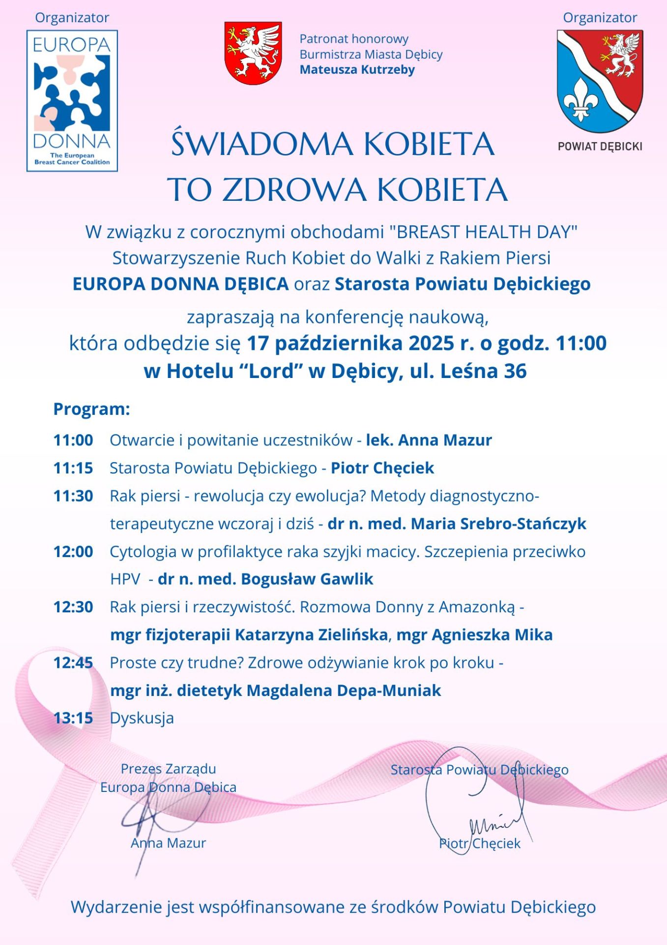 „Świadoma Kobieta to Zdrowa Kobieta” – konferencja o raku piersi w Dębicy - Polskie Radio Rzeszów