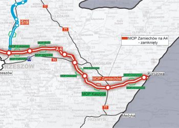 GDDKiA Rzeszów: zamknięty MOP Zamiechów na trasie z Korczowej do Rzeszowa