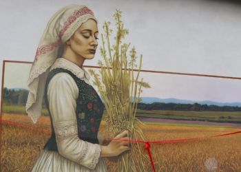 Nowy mural „Dama z kłosem” na budynku szkoły w Umieszczu