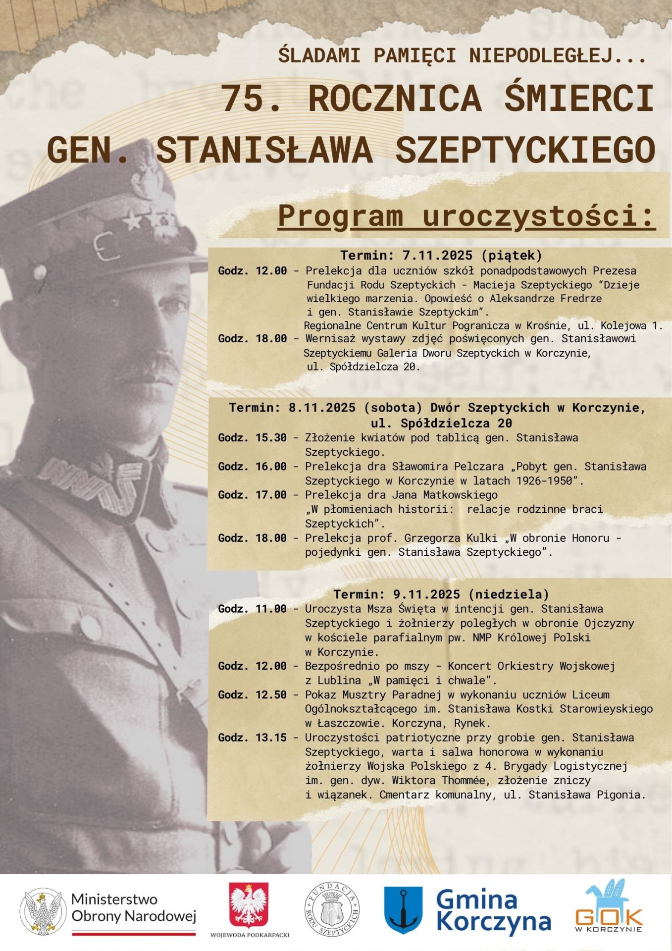 75. rocznica śmierci generała Stanisława Szeptyckiego. Uroczystości w Korczynie i Krośnie - Polskie Radio Rzeszów