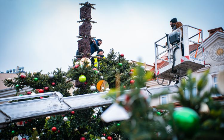 Świąteczne Miasteczko w Rzeszowie rusza w piątek. Na Rynku stanęła już choinka [ZDJĘCIA]
