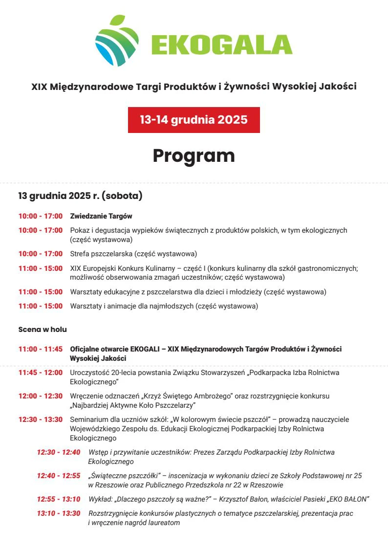 XIX EKOGALA w Jasionce. Ekologiczna żywność, pszczelarstwo i kulinarne atrakcje - Polskie Radio Rzeszów