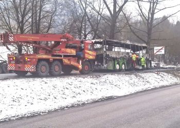 Jedna osoba zginęła w&nbsp;wypadku polskiego autokaru na&nbsp;Słowacji. Autobus stanął w&nbsp;ogniu