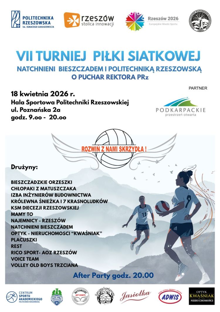 VII Turniej Piłki Siatkowej „Natchnieni Bieszczadem i&nbsp;Politechniką Rzeszowską” w&nbsp;Rzeszowie