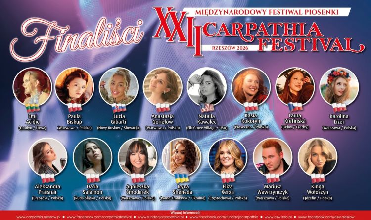 Złota Piętnastka finalistów Carpathia Festival 2026 wybrana. Artyści wystąpią w Rzeszowie 1 - Polskie Radio Rzeszów Złota Piętnastka finalistów Carpathia Festival 2026 wybrana. Artyści wystąpią w Rzeszowie