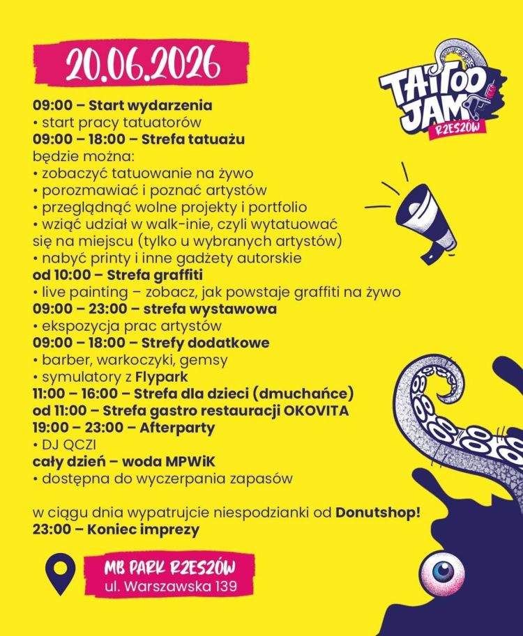Tattoo Jam po&nbsp;raz pierwszy w&nbsp;Rzeszowie: Tatuaż, street art i&nbsp;miejski klimat w&nbsp;jednym miejscu