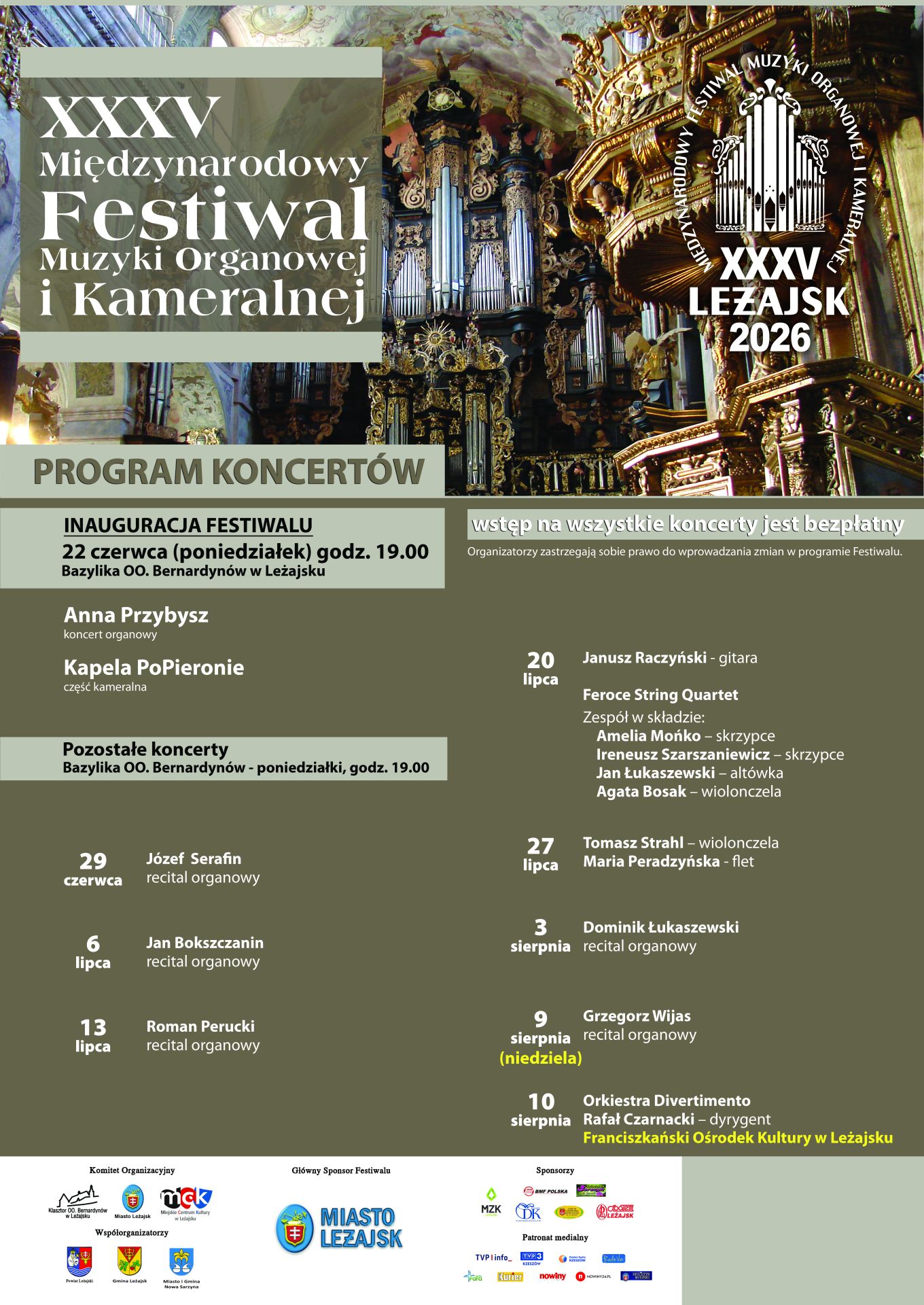 XXXV Międzynarodowy Festiwal Muzyki Organowej i Kameralnej - Polskie Radio Rzeszów
