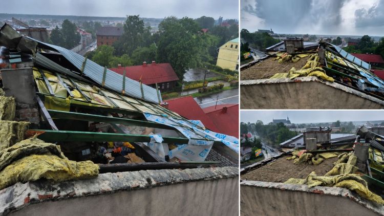 Nawałnica nad&nbsp;Stalową Wolą. Zerwane dachy, podtopienia i&nbsp;powalone drzewa