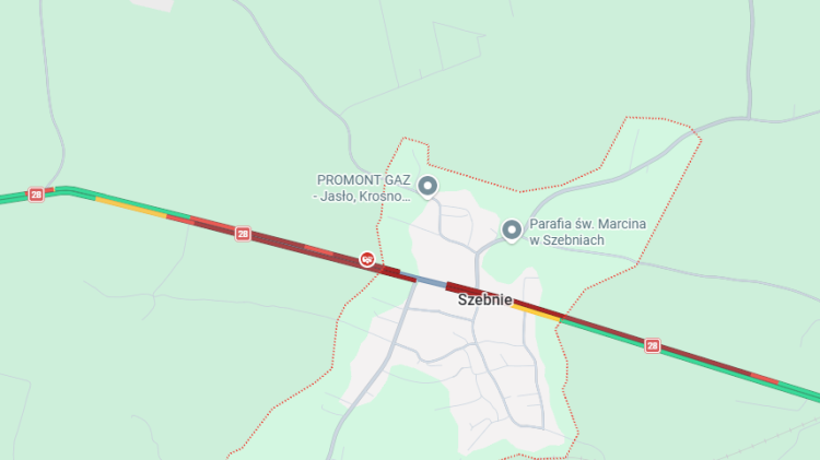 Wypadek na&nbsp;DK28 w&nbsp;Szebniach. Utrudnienia na&nbsp;trasie Jasło–Krosno zakończone [AKTUALIZACJA]