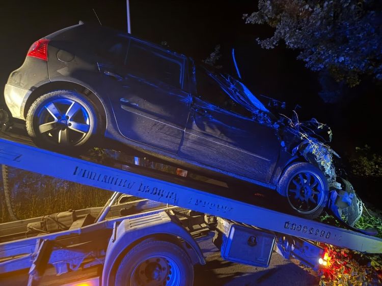 Pijana 35-latka uderzyła w&nbsp;drzewo. Miała prawie 2 promile