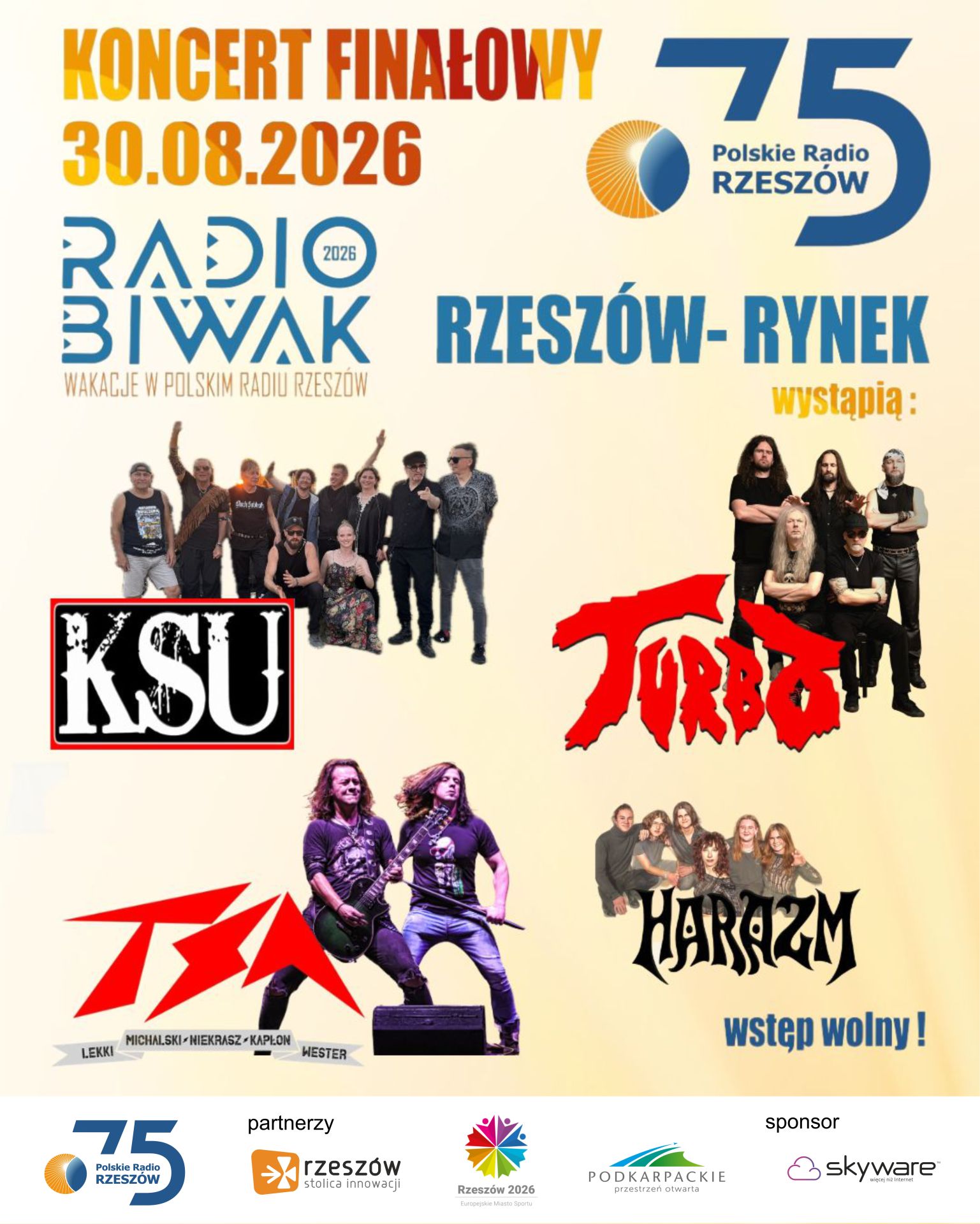 Finał Radia Biwak 2026 na Rynku w Rzeszowie. Zagrają KSU, Turbo, TSA MNKWL i Harazm - Polskie Radio Rzeszów