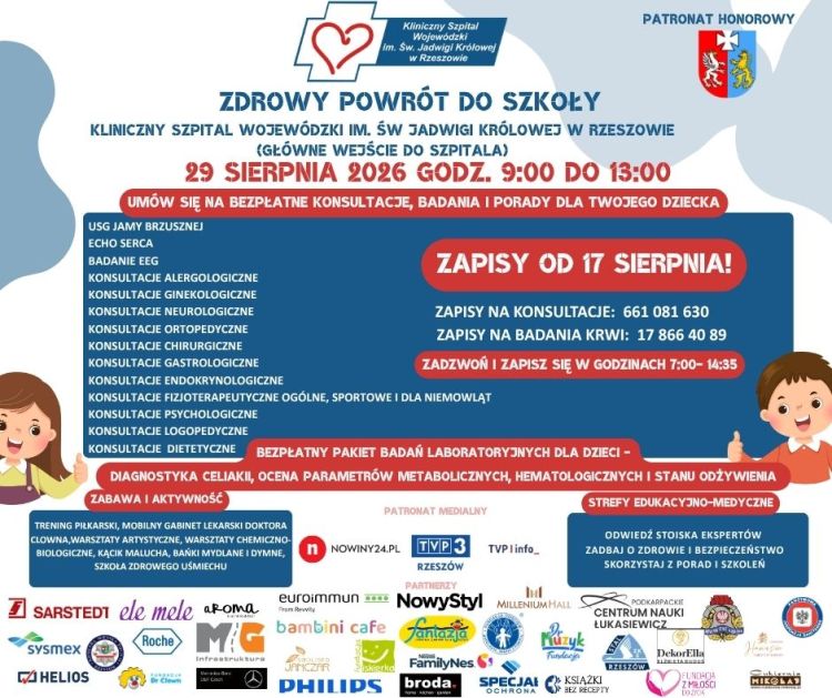 „Zdrowy powrót do&nbsp;szkoły” w&nbsp;Rzeszowie. Ruszają zapisy