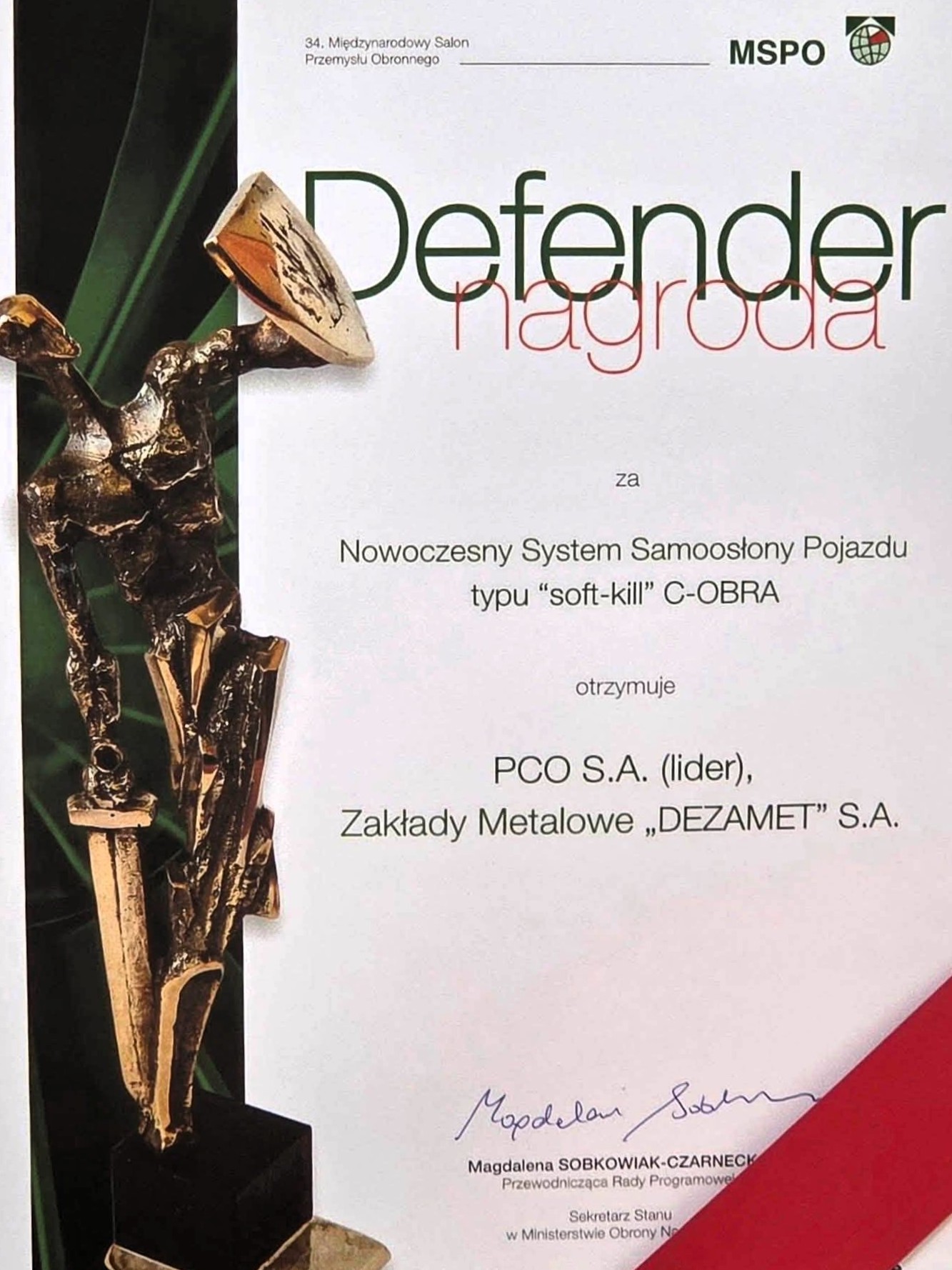 Dezamet z dwiema nagrodami Defender. Sukces Zakładów Metalowych w Nowej Dębie - Polskie Radio Rzeszów