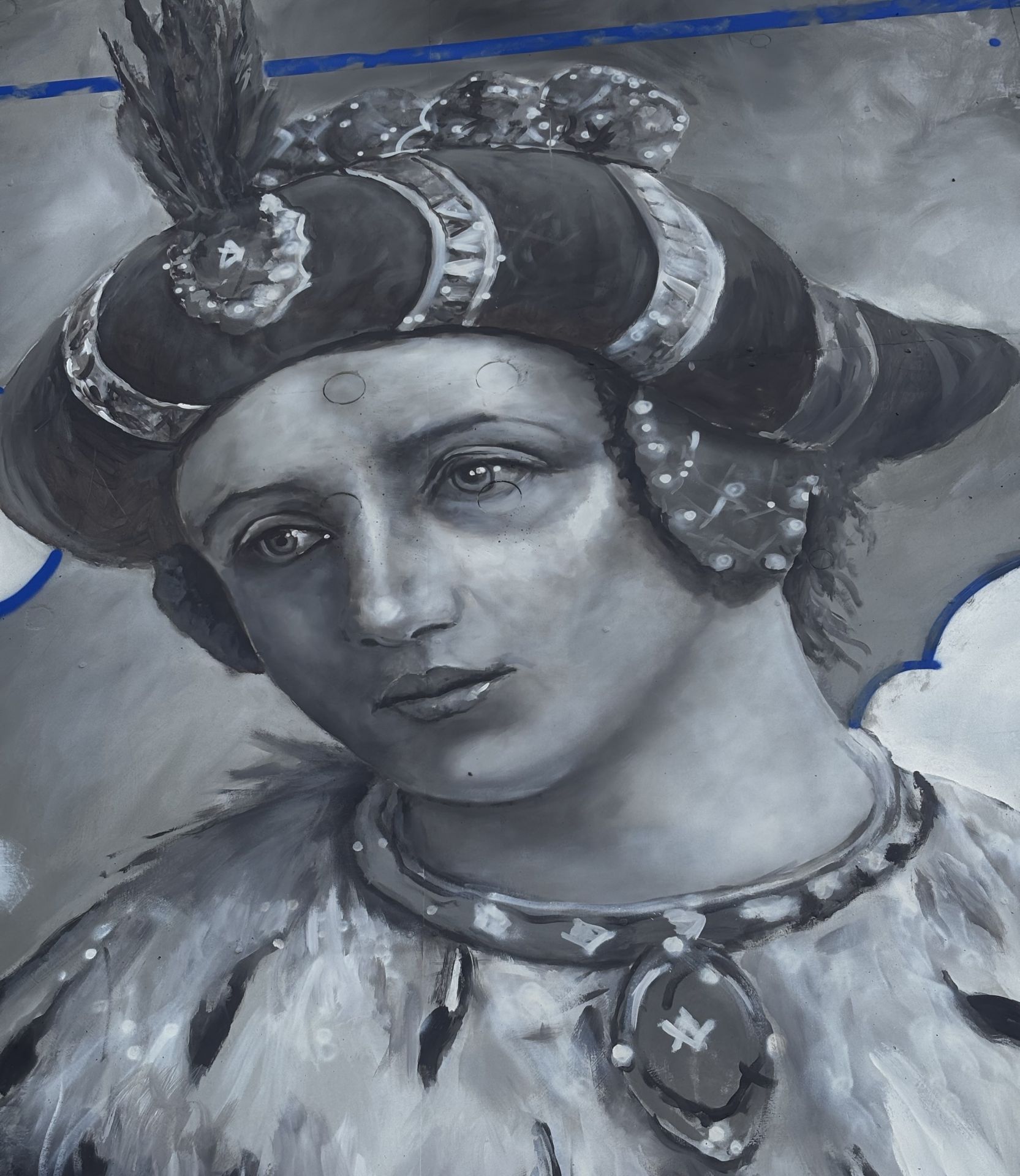 Królowa Zofia na moście w Sanoku. Mural Arkadiusza Andrejkowa już gotowy 2 - Polskie Radio Rzeszów Królowa Zofia na moście w Sanoku. Mural Arkadiusza Andrejkowa już gotowy - Polskie Radio Rzeszów