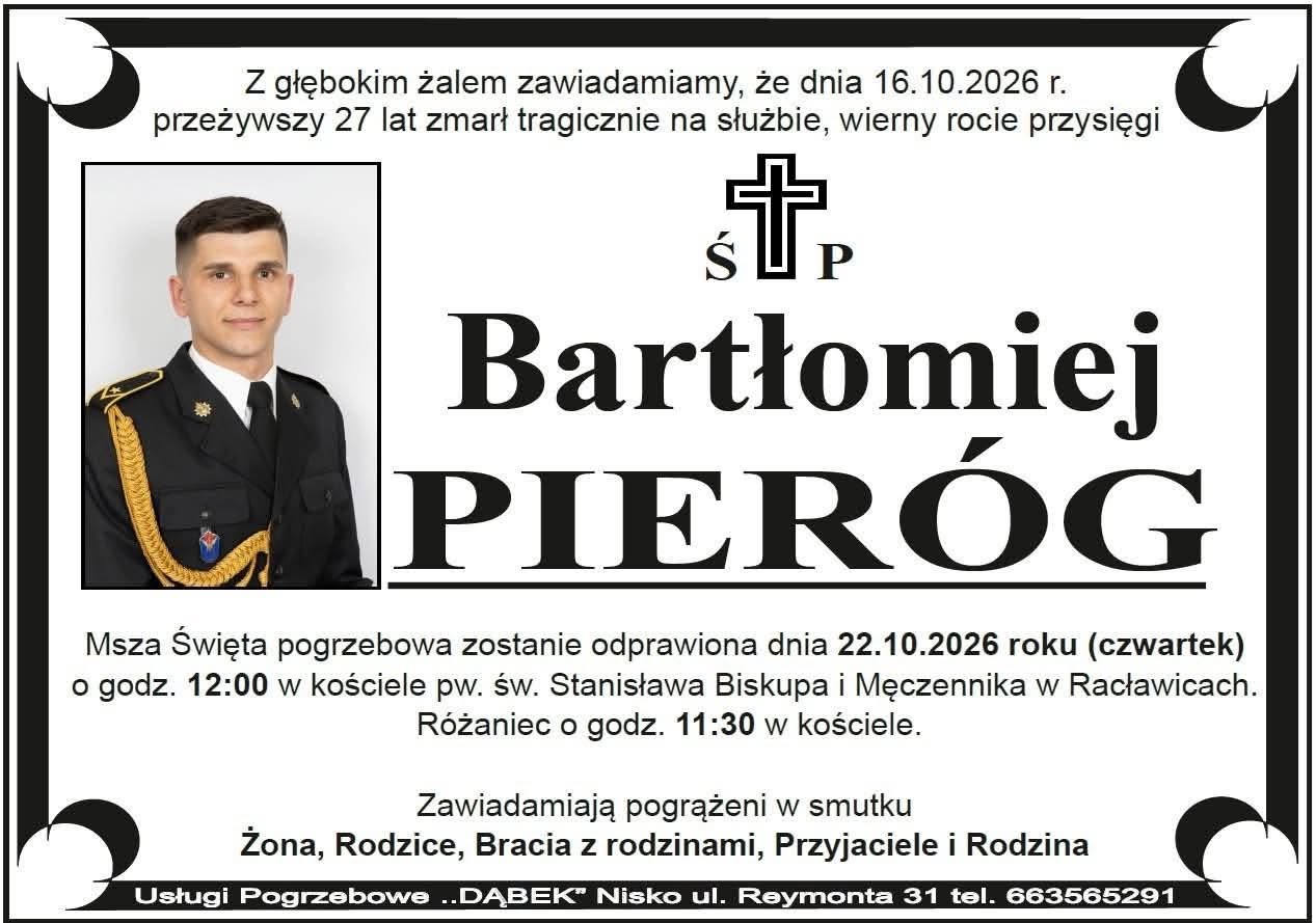 Nisko pożegna strażaków. Pogrzeby asp. Bartłomieja Pieróga i mł. kpt. Wojciecha Garbacza - Polskie Radio Rzeszów
