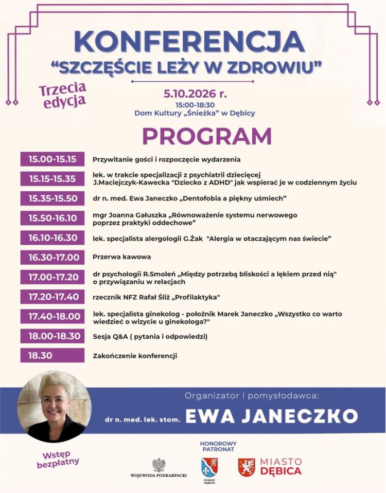 „Szczęście leży w zdrowiu”. Odbędzie się konferencja edukacyjna w Dębicy - Polskie Radio Rzeszów